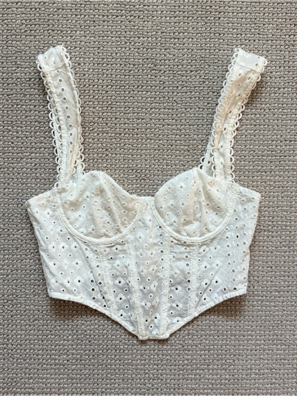 Oliviaceous White Eyelet Tank Top